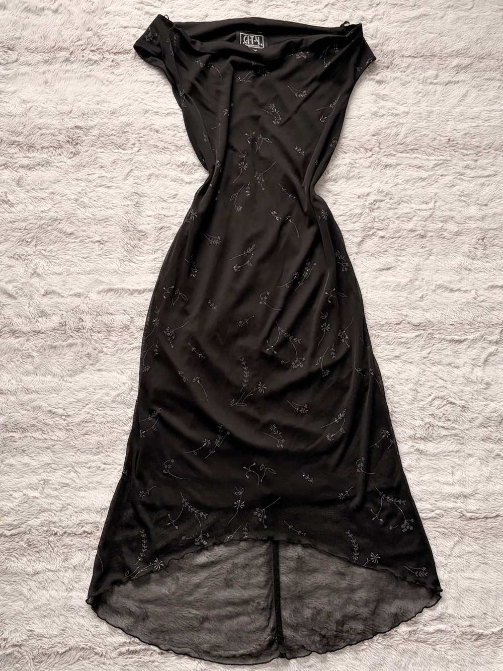 🖤 Vintage Y2K City Triangles Fairycore Glitter Maxi Dress Whimsy Goth Witchy